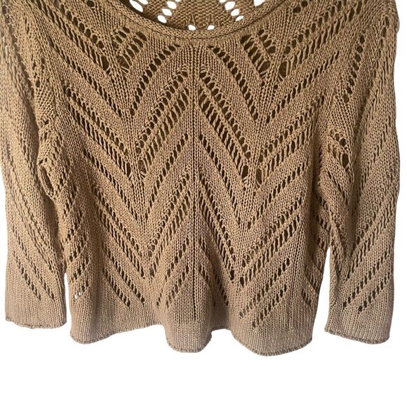 RD Style Women's Size Medium Brown Open‎ Knit Coastal Boho Top - Picture 3 of 9